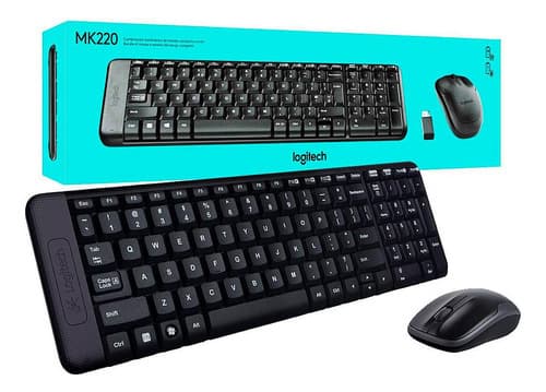KIT TECLADO E MOUSE SEM FIO LOGITECH MK220 ABNT2