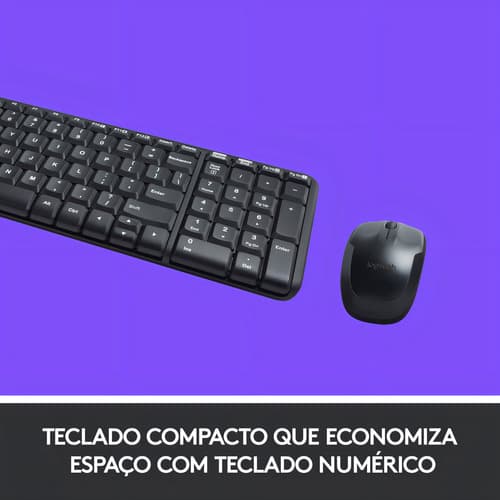 KIT TECLADO E MOUSE SEM FIO LOGITECH MK220 ABNT2 - Miniatura 3