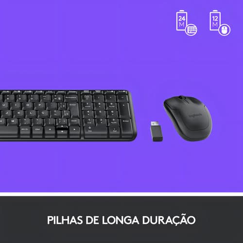 KIT TECLADO E MOUSE SEM FIO LOGITECH MK220 ABNT2 - Miniatura 5