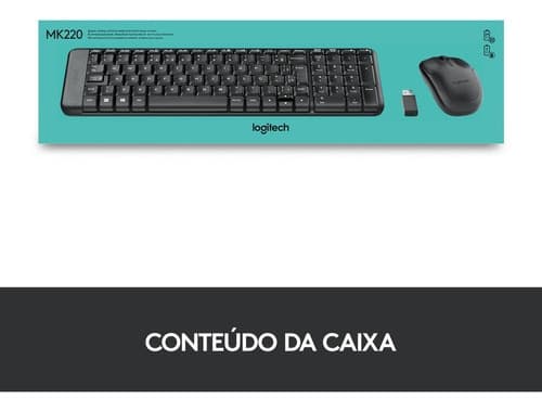 KIT TECLADO E MOUSE SEM FIO LOGITECH MK220 ABNT2 - Miniatura 7