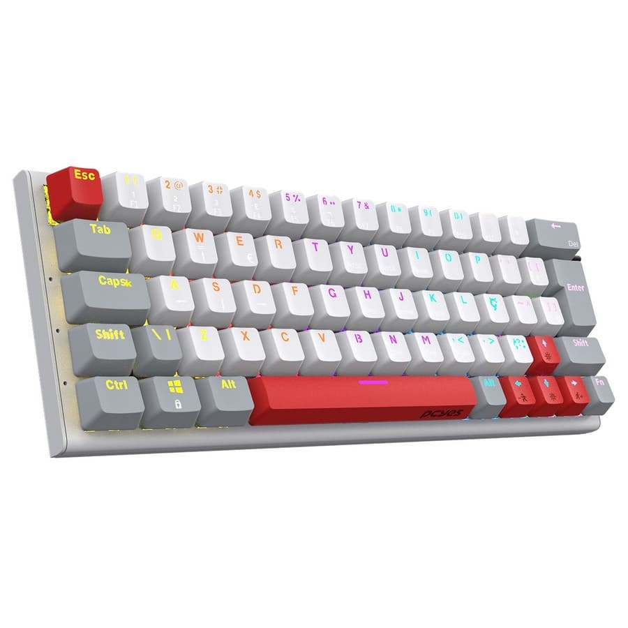 TECLADO MECANICO 60% PCYES KUROMORI WHITE GHOST - SWITCH BLUE - LED RAINBOW - PTKMWG60BL